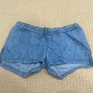 Denim maternity shorts